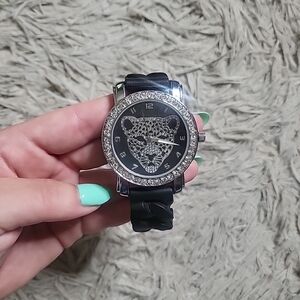 Leopard Watch Black Silicone Pull On Band Rue21 Etc! Fashion Wrist Watch ✨️💫